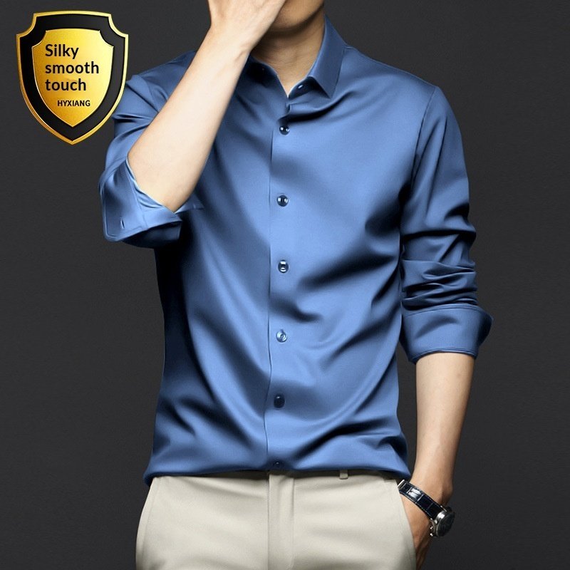Men's Casual Solid-color Satin Shirt - Image 3