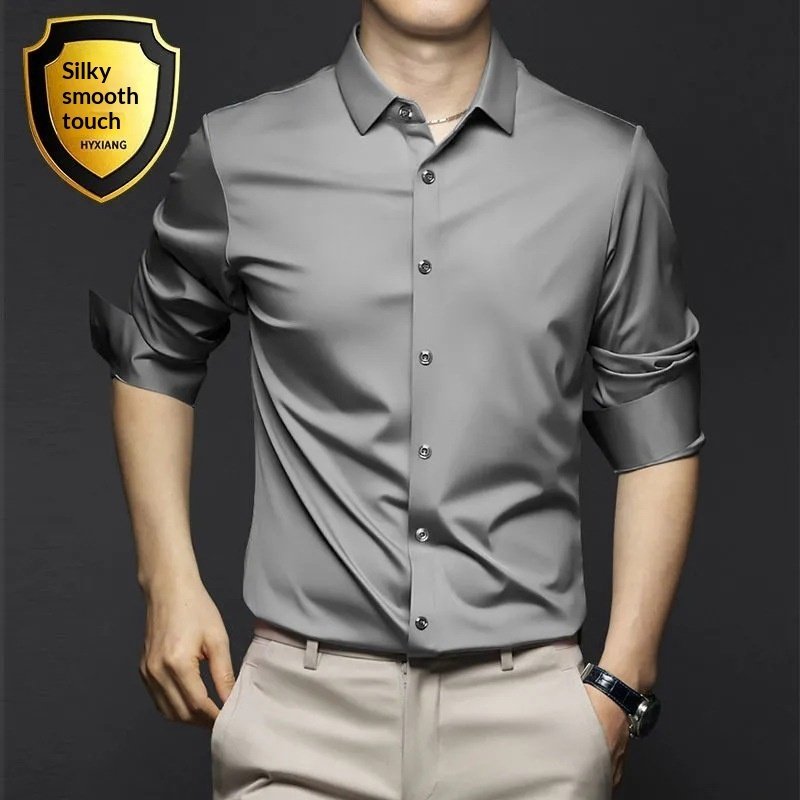 Men's Casual Solid-color Satin Shirt - Image 9