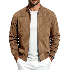 726c5b2f-b3c4-4480-98dd-2445349a4e09.jpg Suede Long Sleeve Zip Up Jacket Men's Casual Outerwear With Full Zip Closure