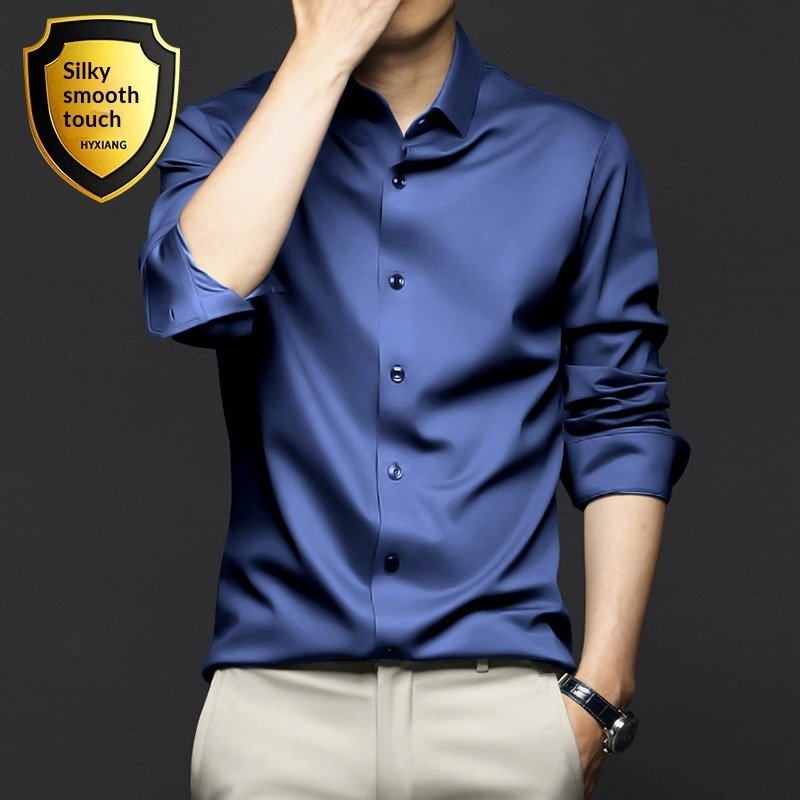Men's Casual Solid-color Satin Shirt - Image 7