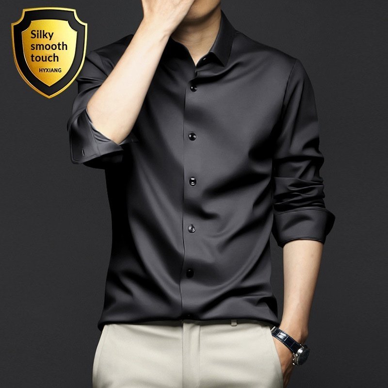 Men's Casual Solid-color Satin Shirt - Image 8